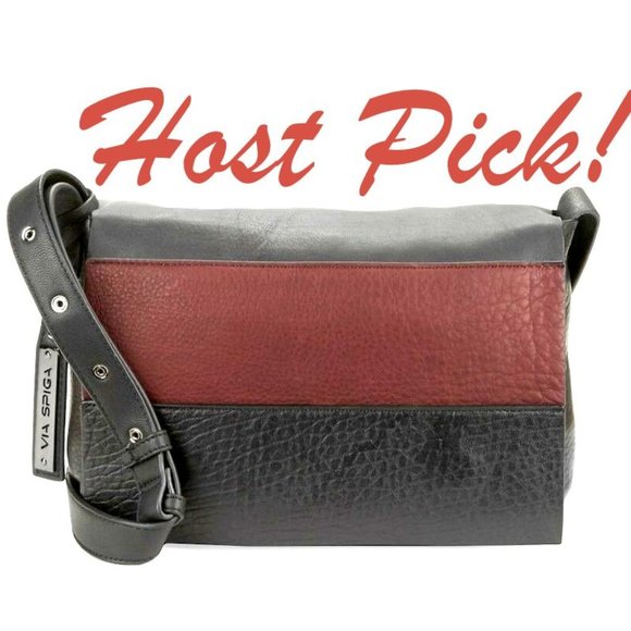 Via Spiga Handbags - Via Spiga New FAYE 2-tone Leather Crossbody Handbag NWT Bag BLACK BROWN 🎉HP
